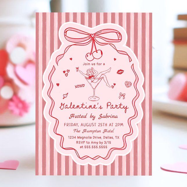 Skurril gezeichnete Galentine's Day-Einladung Einladung (Von Creator hochgeladen)