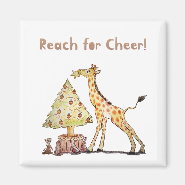 Skurril gezeichneter Weihnachtsbaum mit Giraffe Magnet (Vorne)