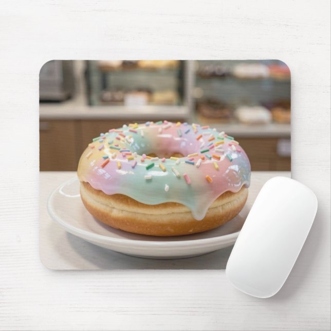Skurril glasierter Donut in Pastellfarben Mousepad (Mit Mouse)