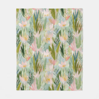 Skurril-grüne florale Wasserfarbe Fleecedecke