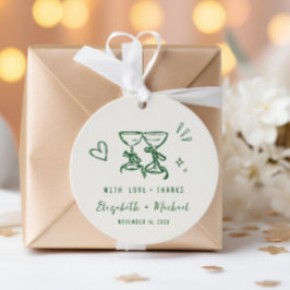 Skurril handgezeichnete grüne Creme Hochzeits-Dank Geschenkanhänger