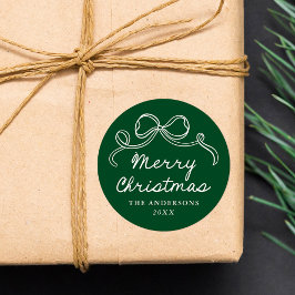 Skurril handgezeichnete Schleife Grüne Weihnachten Runder Aufkleber