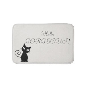Skurril-Launische Schwarze Katze Glitzer-Hallo Sch Badematte