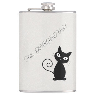 Skurril-Launische Schwarze Katze Glitzer-Hallo Sch Flachmann