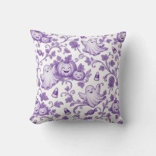 Skurril-lila Halloween-Toile-Muster Süße Kinder Kissen