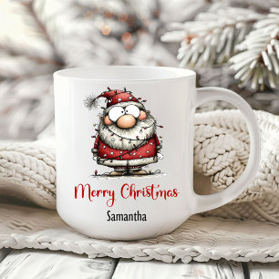 Skurril lustiger Weihnachtsmann-Cartoon Minimalist Kaffeetasse