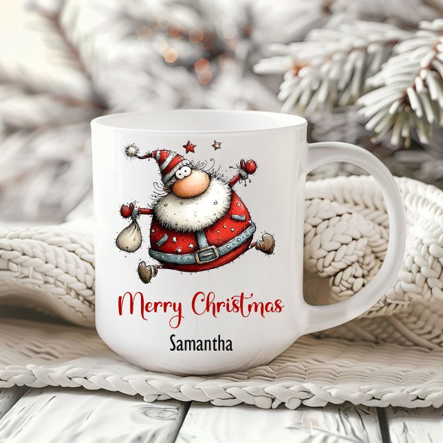 Skurril lustiger Weihnachtsmann Humor Kaffeetasse (Whimsical Funny Santa Claus Humor Coffee Mug)