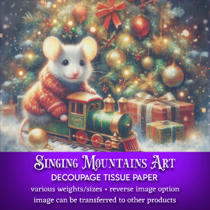 Skurril Maus Reittrain Festive Decoupage Seidenpapier