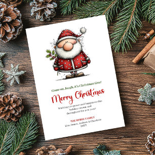 Skurril-moderner Weihnachtsmann Rot Grün Festtagsg Feiertagskarte