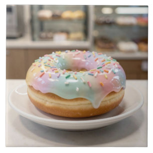Skurril-pastellfarbene Glasur-Donut   Fliese