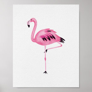 Skurril Rosa Flamingo Aquarell-Vogel Poster