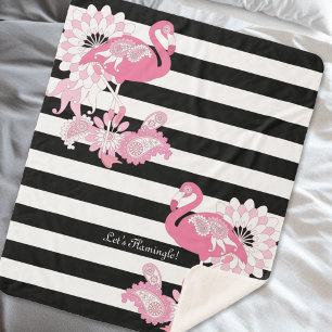 Skurril Rosa Flamingo Schwarz-Weiß-Gestreift Sherpadecke
