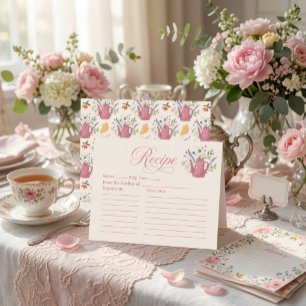 Skurril rosa Teekanne Brautparty Rezeptkarte