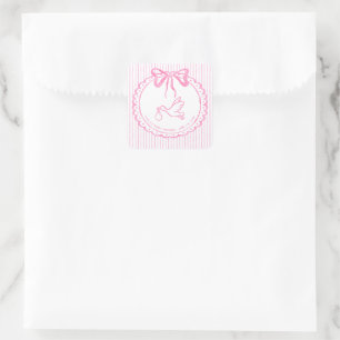 Skurril Rosa Wasserfarbe-Bogen-Streifen-Baby-Party Quadratischer Aufkleber