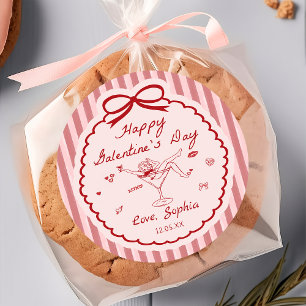 Skurril-Roter-Glücklicher-Galentine-Tag-Aufkleber Runder Aufkleber