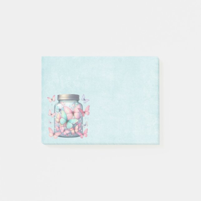 Skurril Schmetterlinge in einem Glas Post-it Klebezettel (Vorderseite)