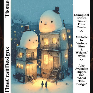 Skurril Schneemann Häuser DX1R Decoupage Seidenpapier