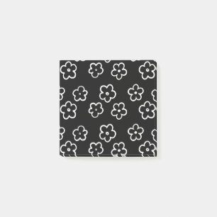 Skurril Schwarz-Weiß-Blumen-Retro und Fröhlich Post-it Klebezettel