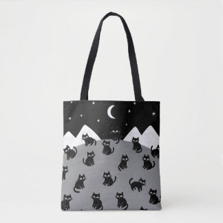 Skurril-schwarze Katzen-Nacht-Tasche