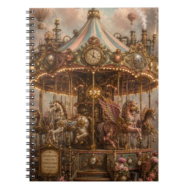 Skurril-Steampunk-Karussell Notizblock (Vorderseite)