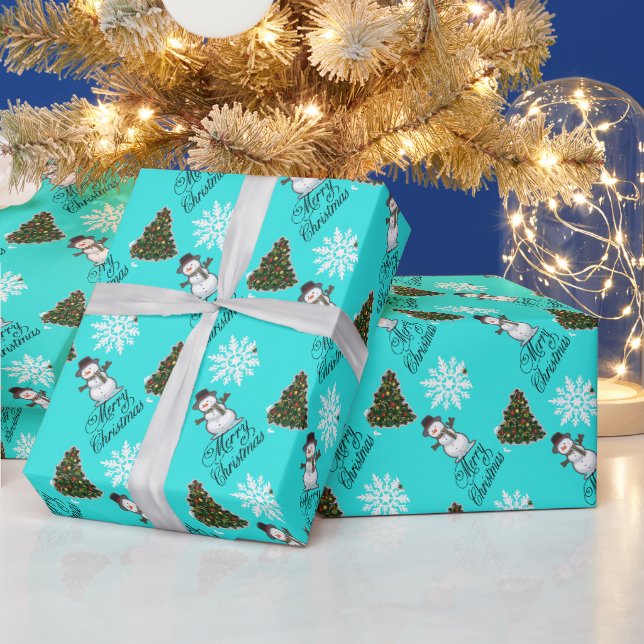 Skurril türkisfarbenes Geschenkpapier (Feiertage)