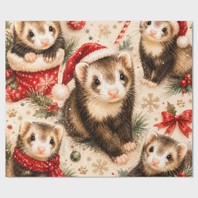 Skurril verpacktes Weihnachtsgeschenk für Frettche Geschenkpapier (Flach)