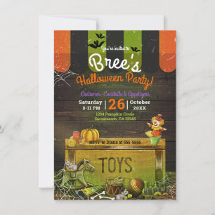 Skurril verzauberte antike Spielzeuge Halloween-Pa Einladung