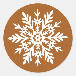 Skurril Weiße Schneeflocke Verbranntes Orange Weih Runder Aufkleber