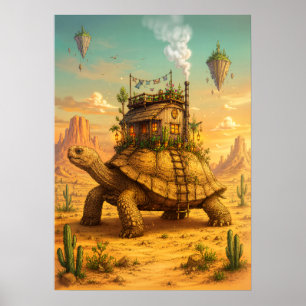 Skurril Welt der Wüstenfantasie Riesenschildkröten Poster