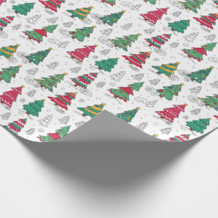 Skurril Whimsisch Dekorierte Weihnachtsbäume Doodl Geschenkpapier