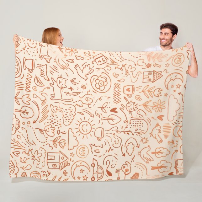 Skurril-Wohnzimmer-Doodle-Muster Fleecedecke (Beispiel)