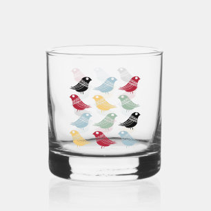 Skurrile abstrakte Vögel Mittelalter-Dänisches Mod Whiskyglas