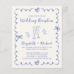 Skurrile Blaue Creme Hochzeitsempfangs-Einladung
