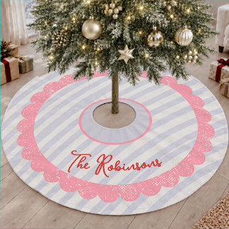 Skurrile Blaue Rosa Weihnachtsfeier Polyester Weihnachtsbaumdecke