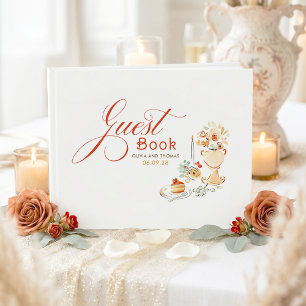Skurrile Blumen Hochzeit mit der Hand gezeichnet Gästebuch