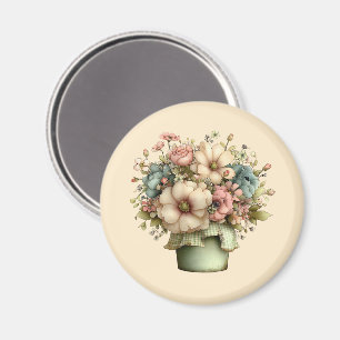 Skurrile Blumen in einem Pflanzkübel Süß Magnet