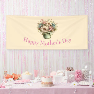 Skurrile Blumen in einem Pflanzkübel zum Muttertag Banner