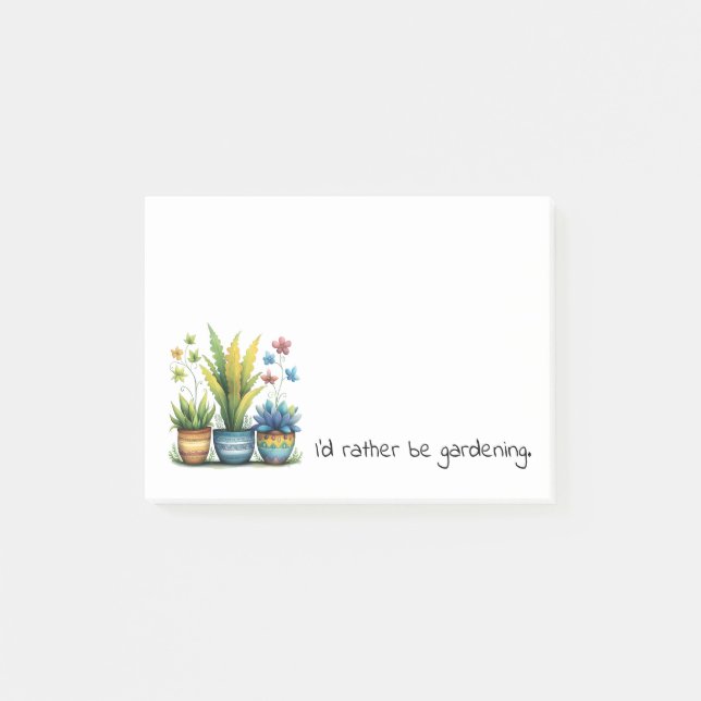 Skurrile Blumentöpfe, ich würde lieber gärtnern Post-it Klebezettel (Vorderseite)