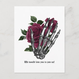 Skurrile Burgunder Blumen Gothic Hochzeits-Erinner Postkarte