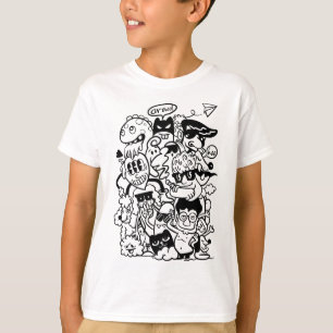Skurrile Cartoon-Figuren-Meute T-Shirt