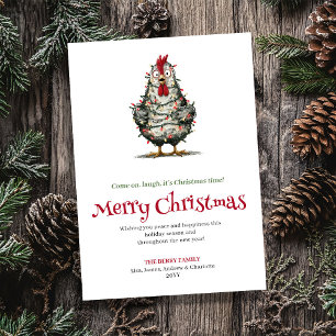 Skurrile Cartoon-Huhn Weihnachtsgrußkarte Feiertagskarte