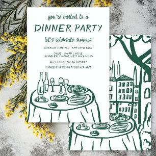 Skurrile Dinnerparty-Balkon individuell handgezeic Einladung
