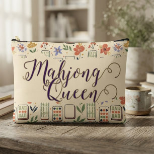 Skurrile Elfenbein Botanische Mahjong-Königin Zubehörtasche