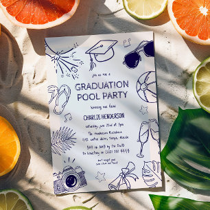 Skurrile Gekritzel-Abschluss-Poolparty Einladung