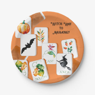 Skurrile Halloween Mahjong Kacheln Pappteller