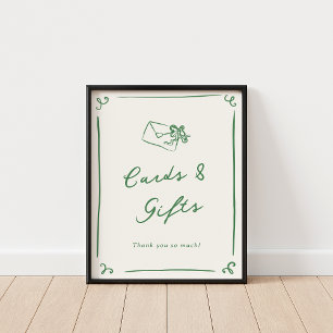 Skurrile handgezeichnete grüne Karten & Geschenke Poster