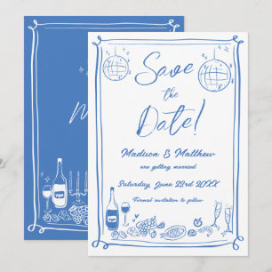 Skurrile handgezeichnete Kritzel-Doodles-Hochzeit  Save The Date
