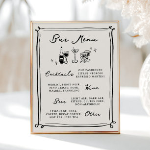 Skurrile handgezeichnete Kritzeleien Bar Menu Poster