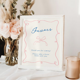 Skurrile handgezeichnete rosa und blaue Geschenke Poster