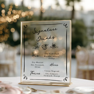 Skurrile handgezeichnete Signature-Drinks Acrylschild